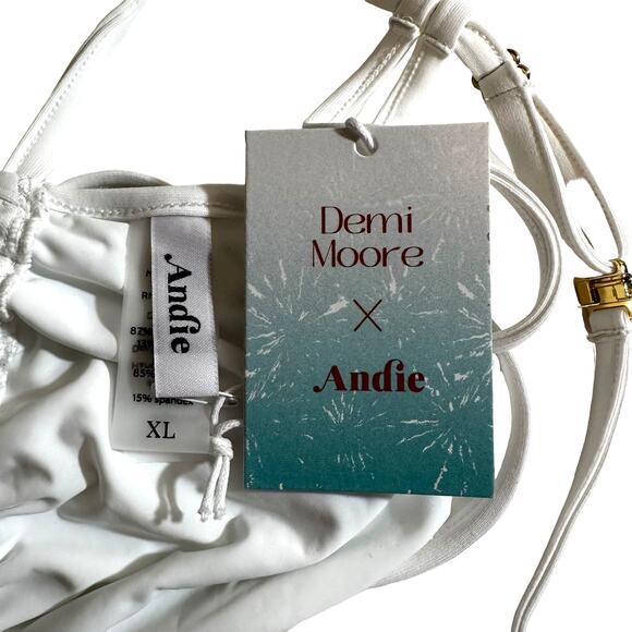 NWT Andie Swim x Demi Moore The Cannes Bikini Top White XL Beach Pool Resort - Picture 7 of 8